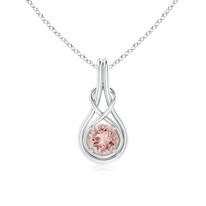 6mm AAAA Round Morganite Solitaire Infinity Knot Pendant in White Gold 