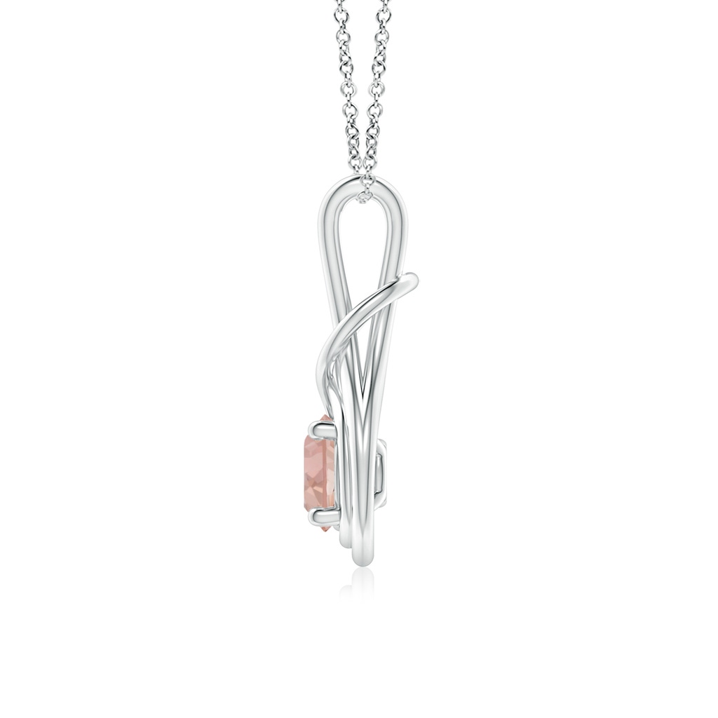 6mm AAAA Round Morganite Solitaire Infinity Knot Pendant in White Gold - side 199