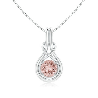 7mm AAAA Round Morganite Solitaire Infinity Knot Pendant in P950 Platinum