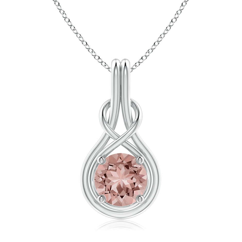 8mm AAAA Round Morganite Solitaire Infinity Knot Pendant in P950 Platinum 