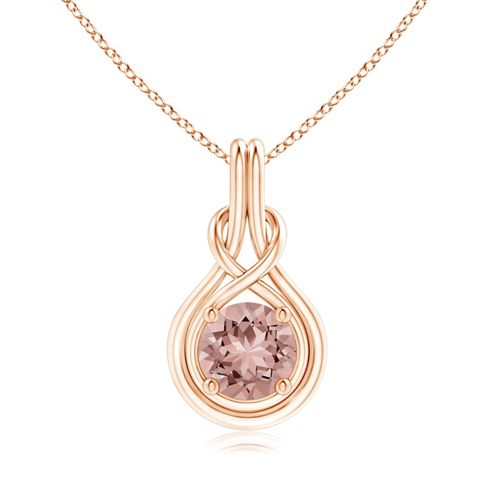 8mm AAAA Round Morganite Solitaire Infinity Knot Pendant in Rose Gold