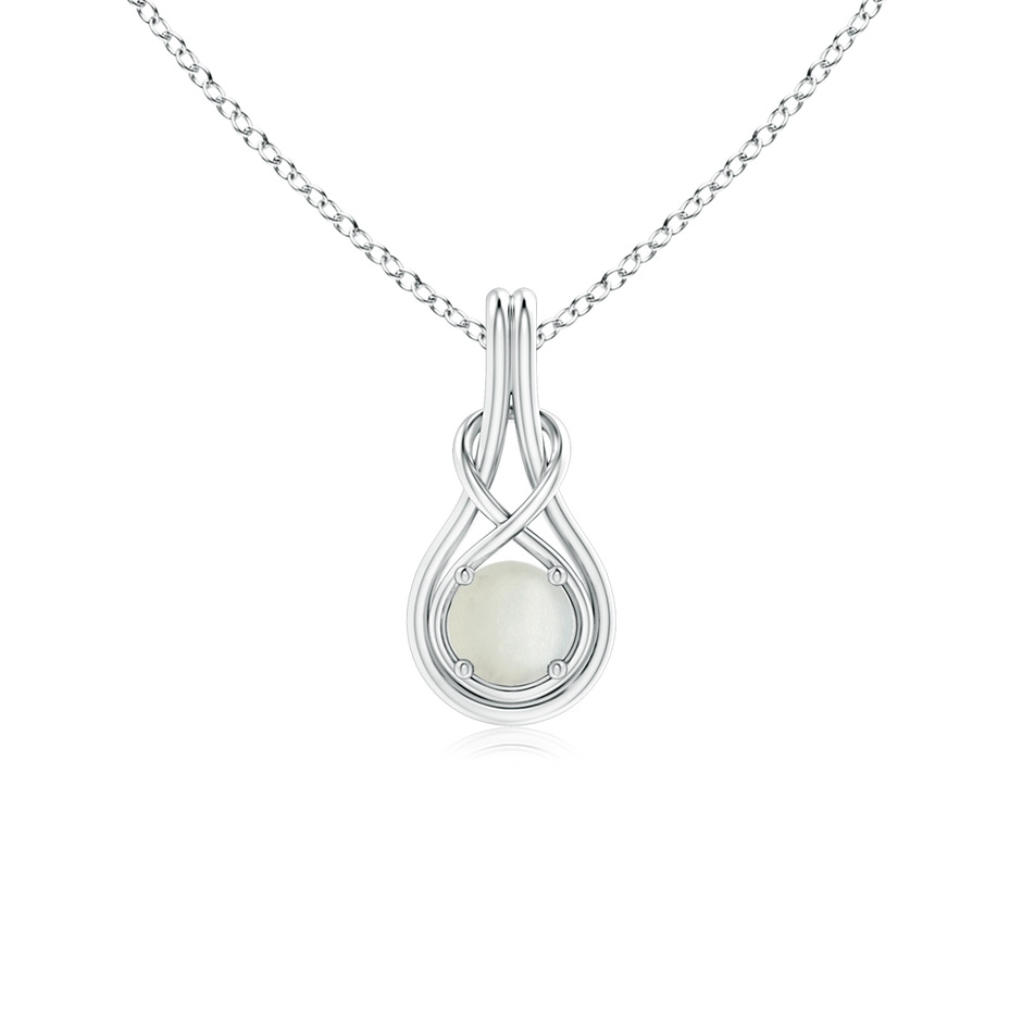 5mm AA Round Moonstone Solitaire Infinity Knot Pendant in S999 Silver 