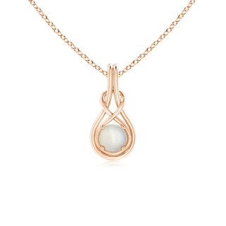 5mm AAA Round Moonstone Solitaire Infinity Knot Pendant in Rose Gold