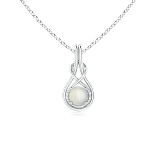 5mm AAA Round Moonstone Solitaire Infinity Knot Pendant in White Gold