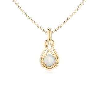 5mm AAA Round Moonstone Solitaire Infinity Knot Pendant in Yellow Gold
