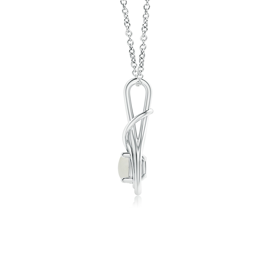 5mm AAAA Round Moonstone Solitaire Infinity Knot Pendant in S999 Silver side 199