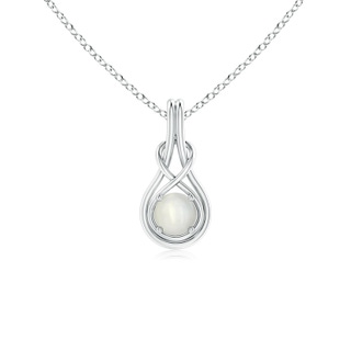 5mm AAAA Round Moonstone Solitaire Infinity Knot Pendant in White Gold