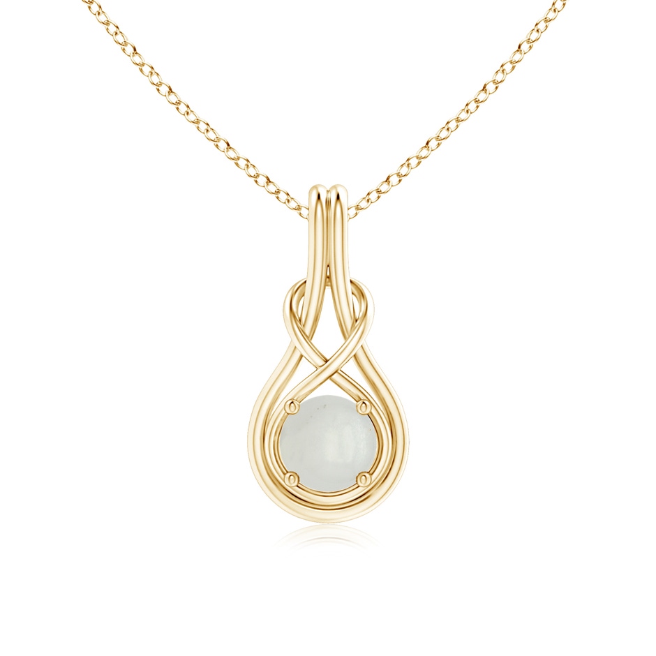 6mm A Round Moonstone Solitaire Infinity Knot Pendant in Yellow Gold 