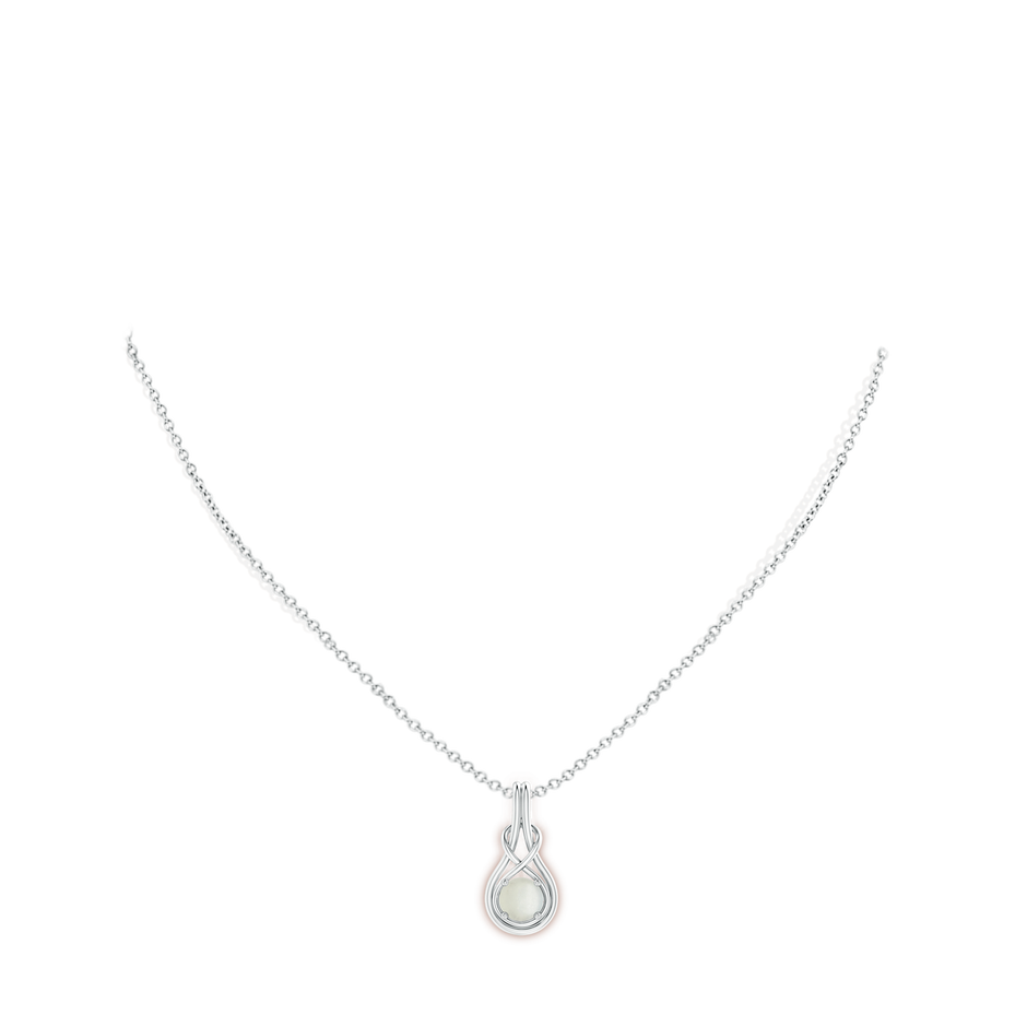 6mm AA Round Moonstone Solitaire Infinity Knot Pendant in S999 Silver pen