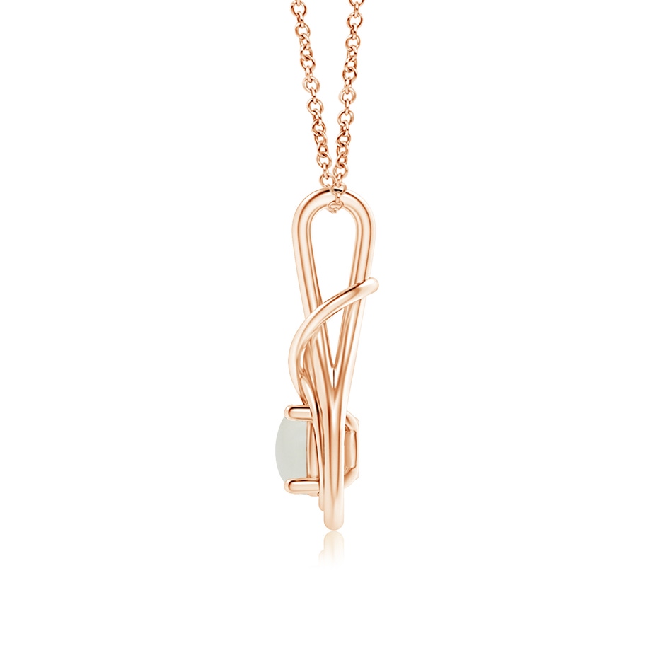 6mm AAAA Round Moonstone Solitaire Infinity Knot Pendant in Rose Gold side 199