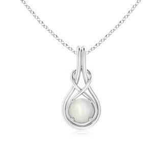 6mm AAAA Round Moonstone Solitaire Infinity Knot Pendant in White Gold