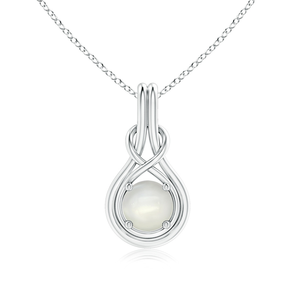 7mm AAAA Round Moonstone Solitaire Infinity Knot Pendant in White Gold 