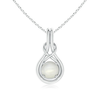 7mm AAAA Round Moonstone Solitaire Infinity Knot Pendant in White Gold