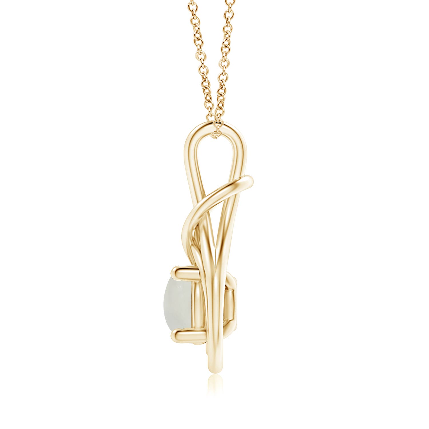 8mm AAA Round Moonstone Solitaire Infinity Knot Pendant in 18K Yellow Gold