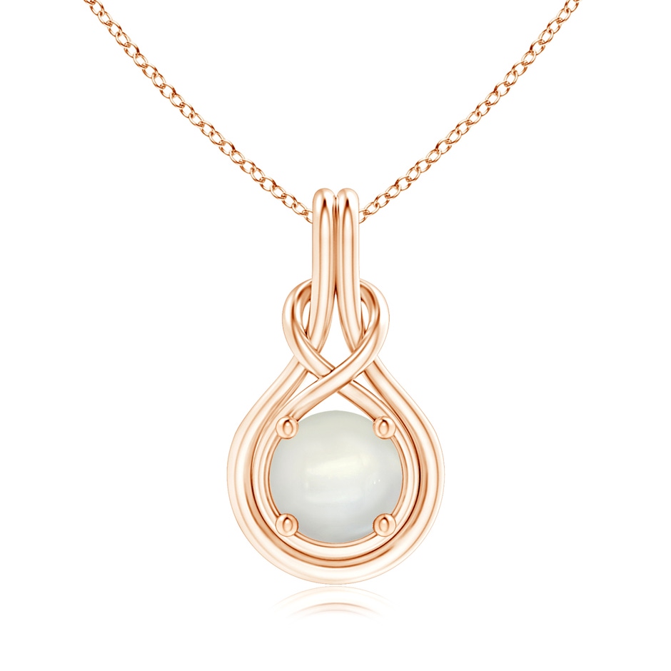 8mm AAAA Round Moonstone Solitaire Infinity Knot Pendant in 18K Rose Gold 