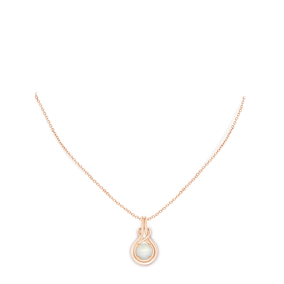 8mm AAAA Round Moonstone Solitaire Infinity Knot Pendant in 18K Rose Gold pen