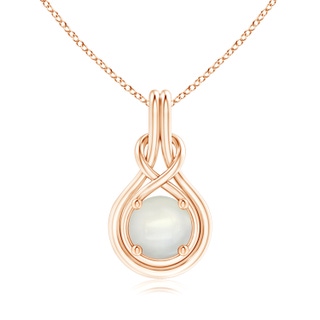 8mm AAAA Round Moonstone Solitaire Infinity Knot Pendant in Rose Gold