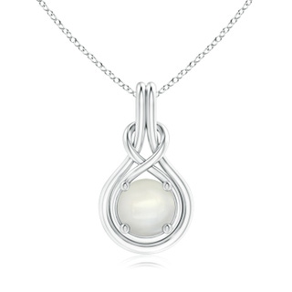 8mm AAAA Round Moonstone Solitaire Infinity Knot Pendant in White Gold