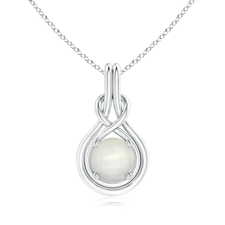 8mm AAAA Round Moonstone Solitaire Infinity Knot Pendant in White Gold 