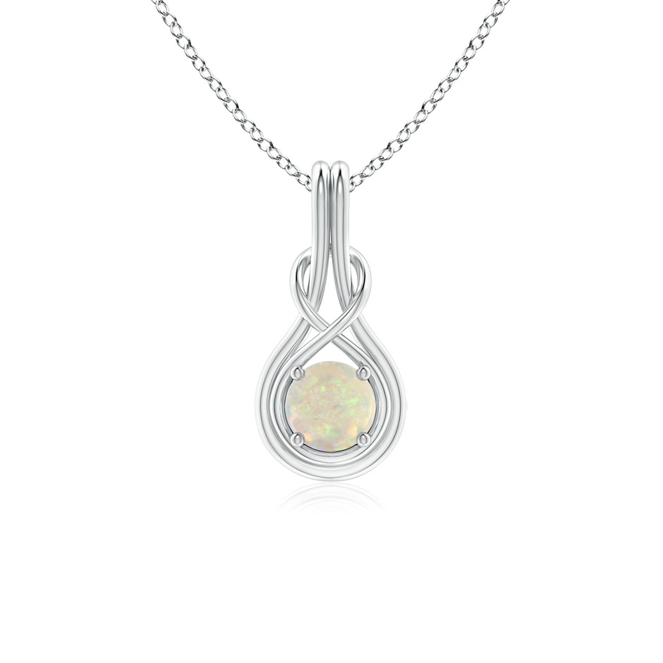 5mm AAA Round Opal Solitaire Infinity Knot Pendant in P950 Platinum 