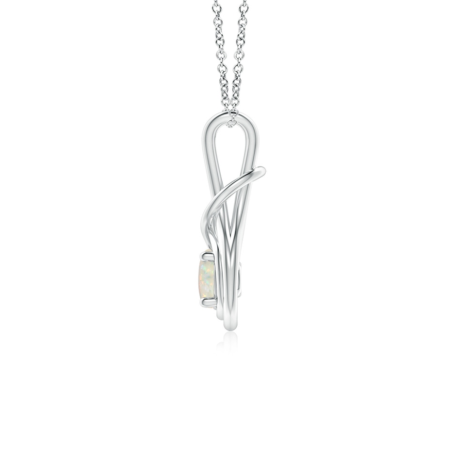 5mm AAA Round Opal Solitaire Infinity Knot Pendant in P950 Platinum side 199