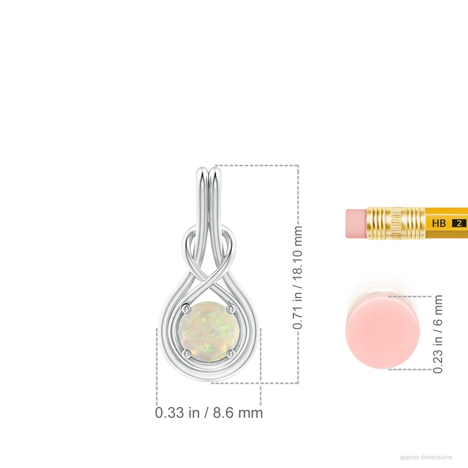 5mm AAA Round Opal Solitaire Infinity Knot Pendant in P950 Platinum ruler