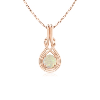 5mm AAA Round Opal Solitaire Infinity Knot Pendant in Rose Gold
