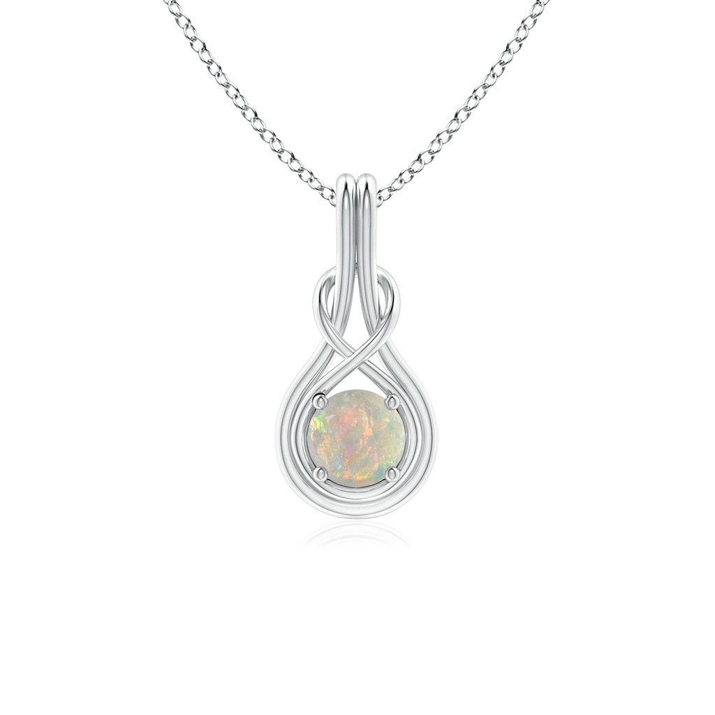 5mm AAAA Round Opal Solitaire Infinity Knot Pendant in P950 Platinum