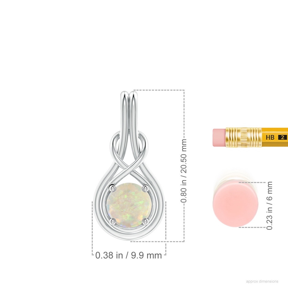 6mm AAA Round Opal Solitaire Infinity Knot Pendant in P950 Platinum ruler
