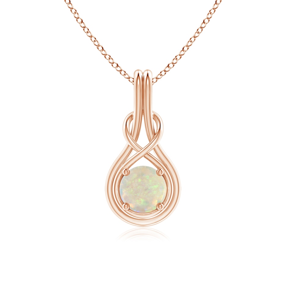 6mm AAA Round Opal Solitaire Infinity Knot Pendant in Rose Gold 