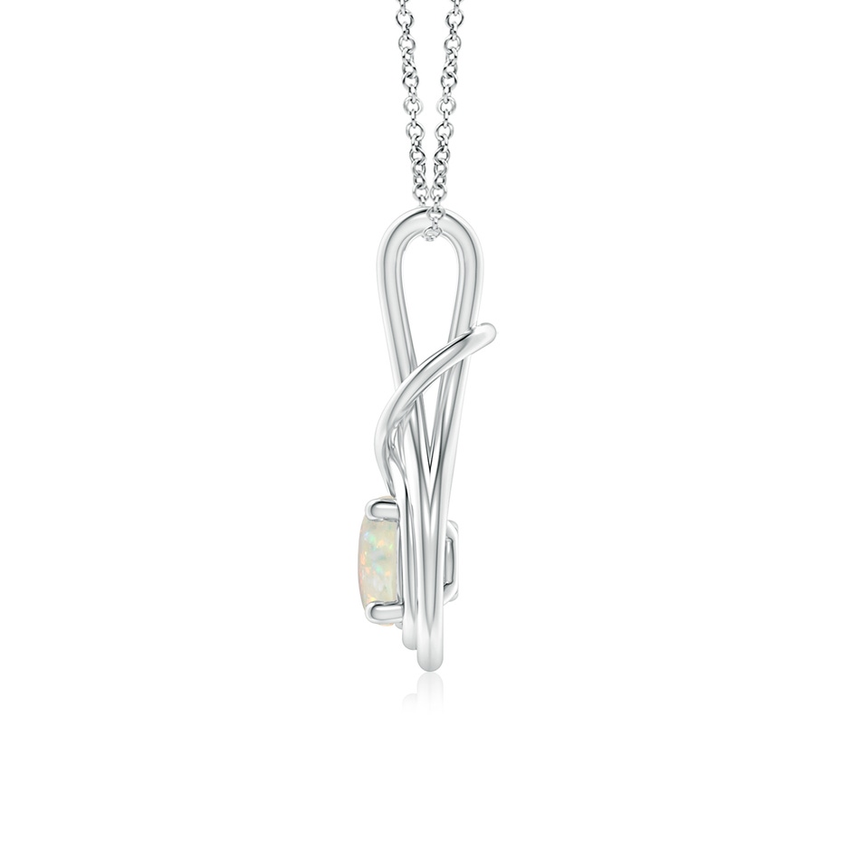 6mm AAA Round Opal Solitaire Infinity Knot Pendant in White Gold side 199