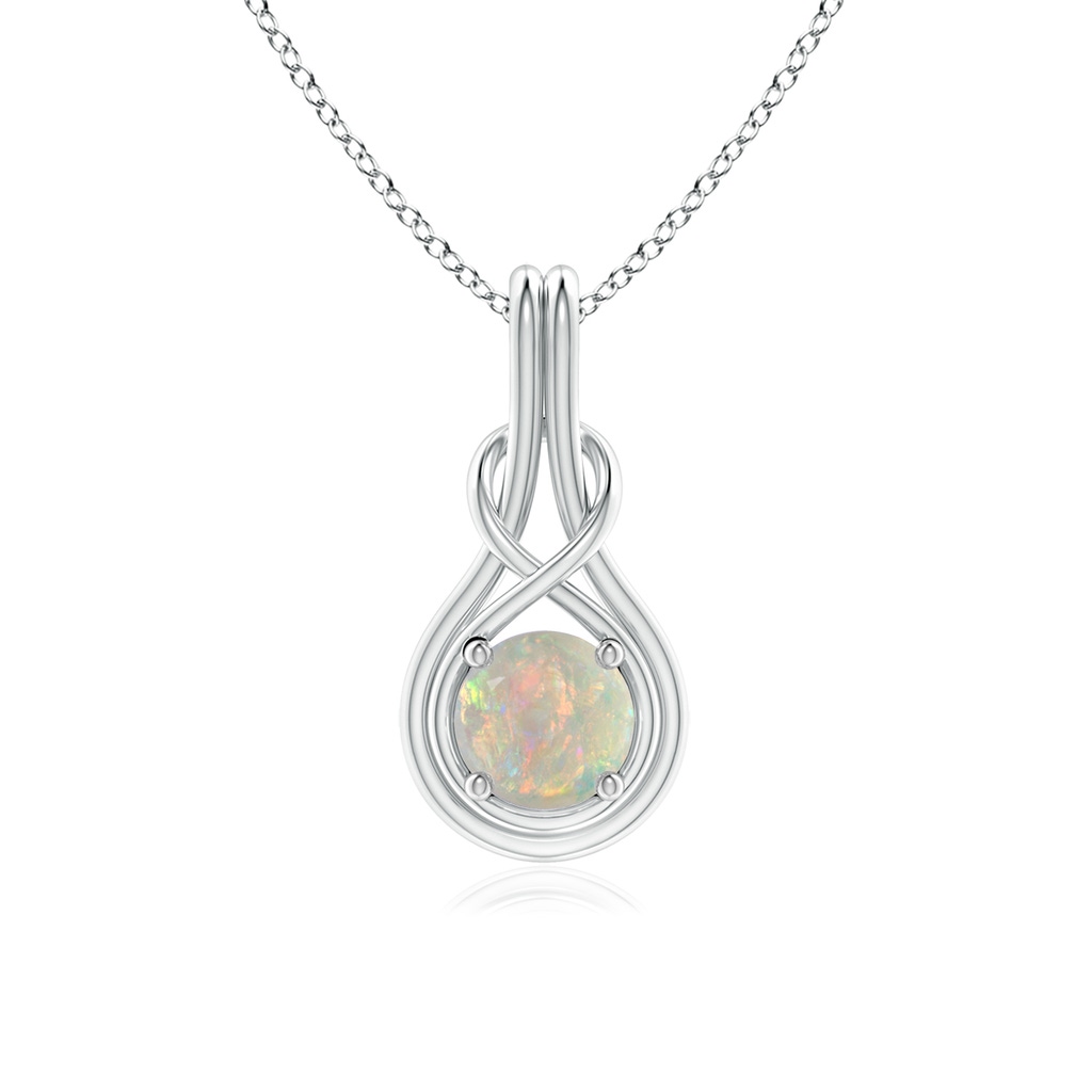 6mm AAAA Round Opal Solitaire Infinity Knot Pendant in P950 Platinum 