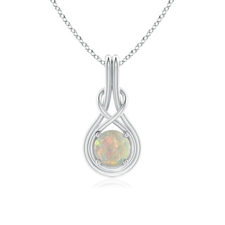 6mm AAAA Round Opal Solitaire Infinity Knot Pendant in P950 Platinum