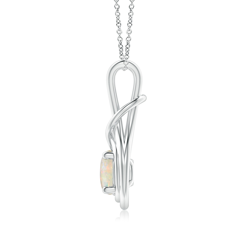 7mm AAAA Round Opal Solitaire Infinity Knot Pendant in 10K White Gold - side 199
