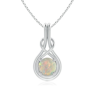 7mm AAAA Round Opal Solitaire Infinity Knot Pendant in P950 Platinum