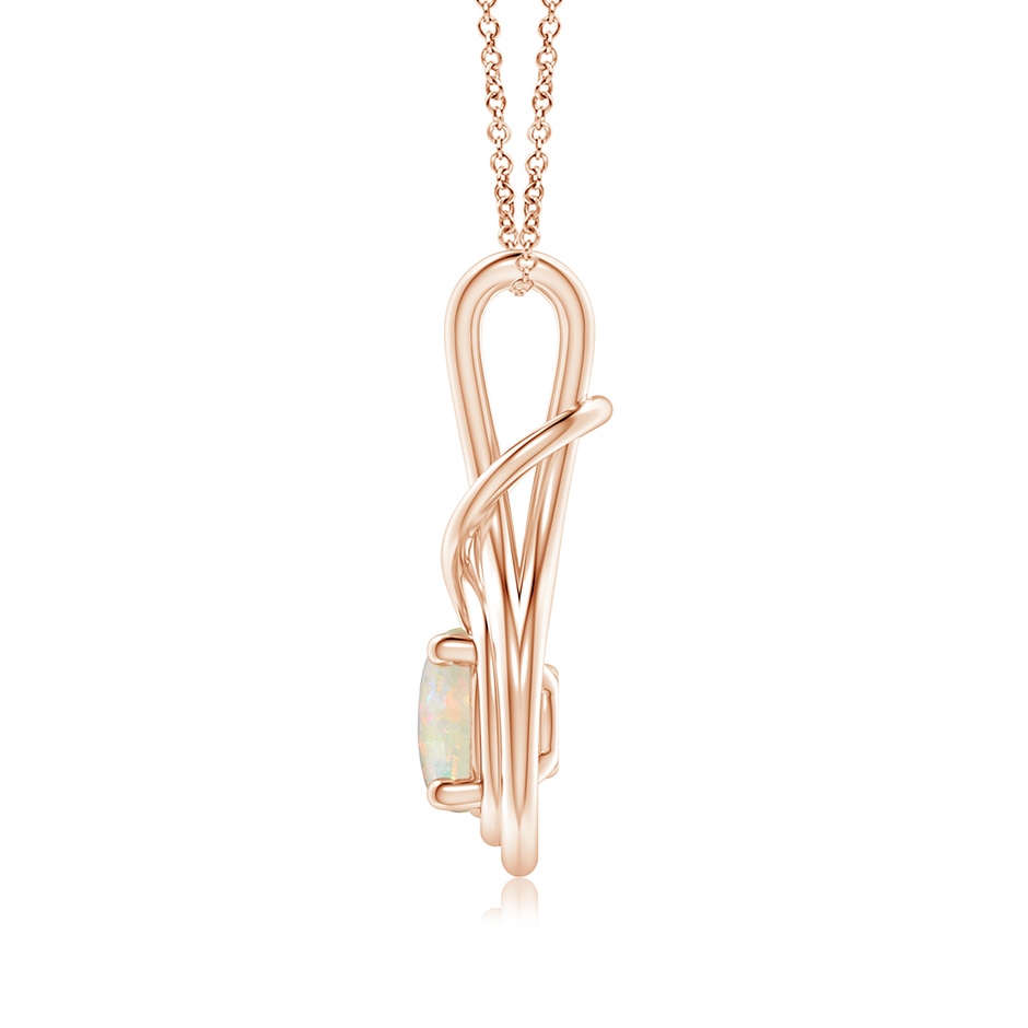 7mm AAAA Round Opal Solitaire Infinity Knot Pendant in Rose Gold side 199