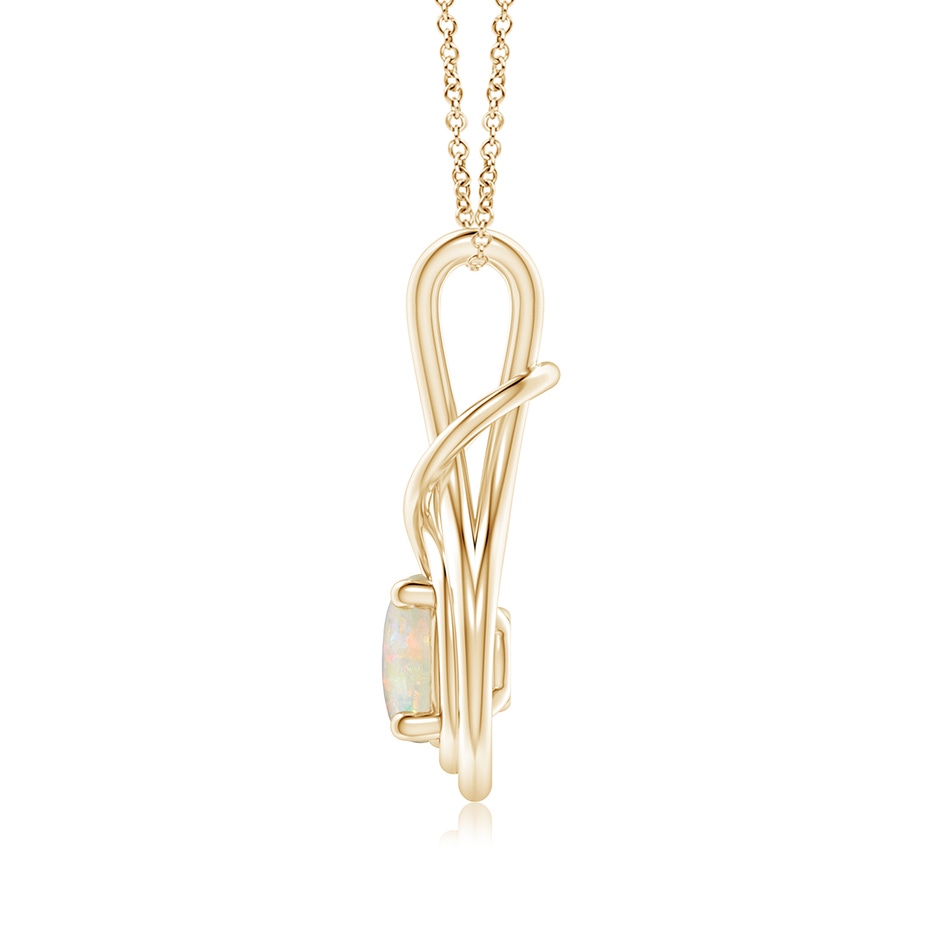 7mm AAAA Round Opal Solitaire Infinity Knot Pendant in Yellow Gold side 199