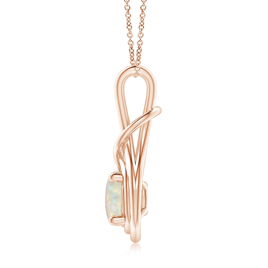 8mm AAA Round Opal Solitaire Infinity Knot Pendant in Rose Gold side 199