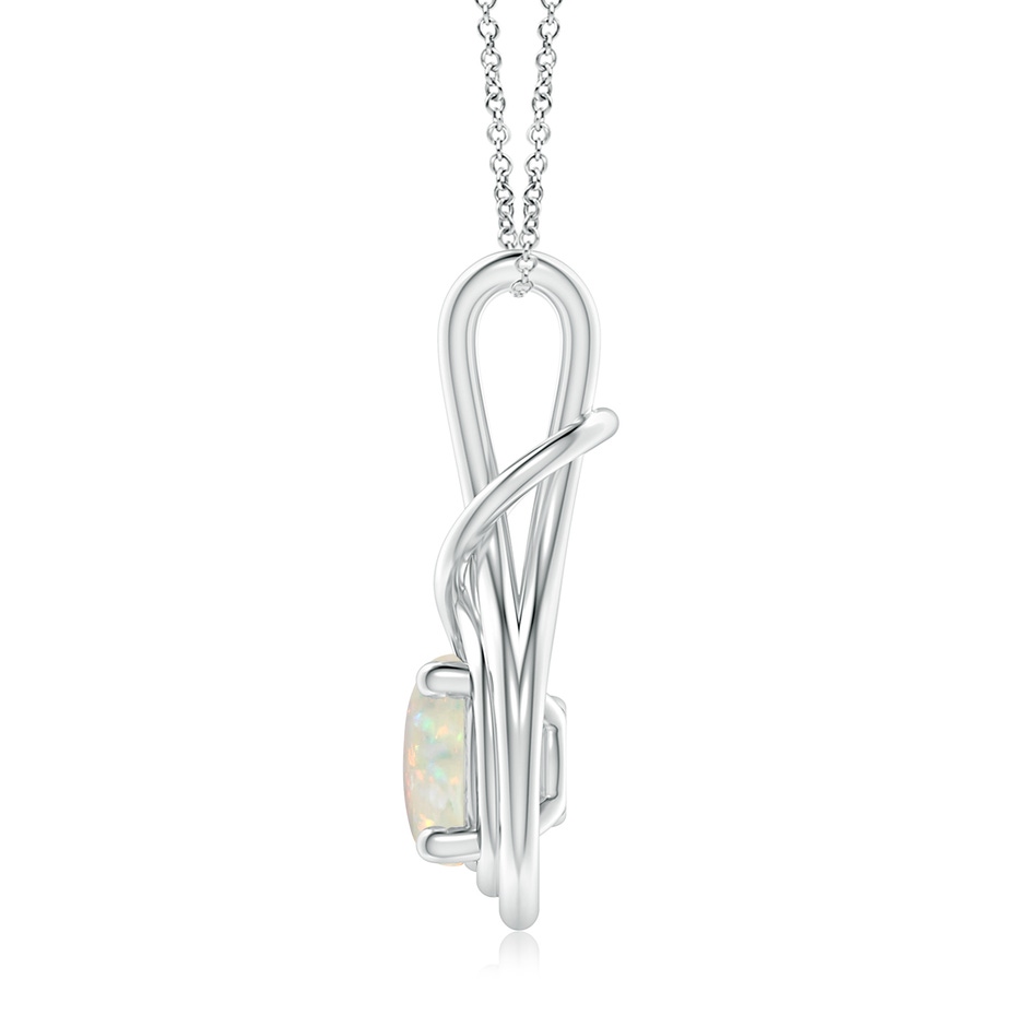 8mm AAA Round Opal Solitaire Infinity Knot Pendant in White Gold side 199