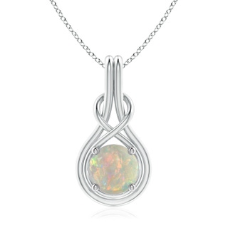 8mm AAAA Round Opal Solitaire Infinity Knot Pendant in P950 Platinum