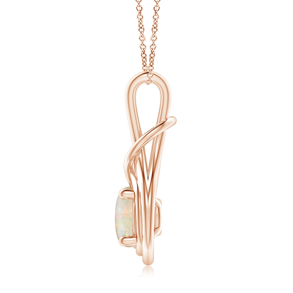 8mm AAAA Round Opal Solitaire Infinity Knot Pendant in Rose Gold side 199
