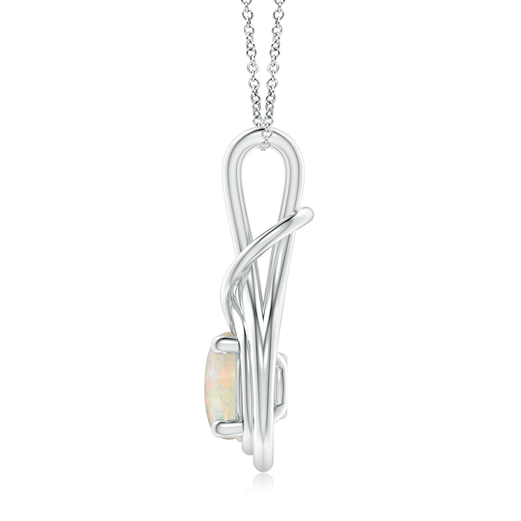 8mm AAAA Round Opal Solitaire Infinity Knot Pendant in White Gold - side 199
