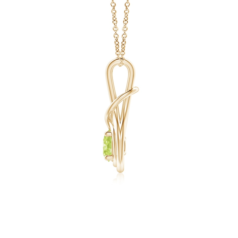 5mm A Round Peridot Solitaire Infinity Knot Pendant in Yellow Gold side 199