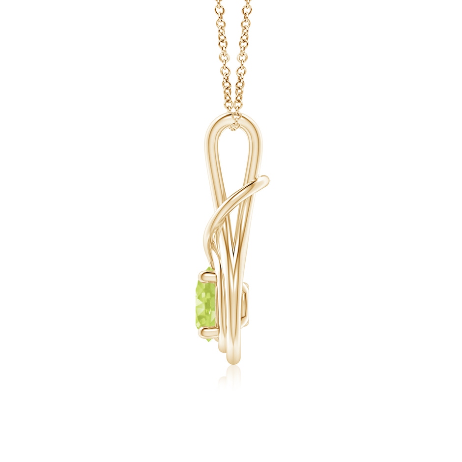 6mm A Round Peridot Solitaire Infinity Knot Pendant in Yellow Gold side 199