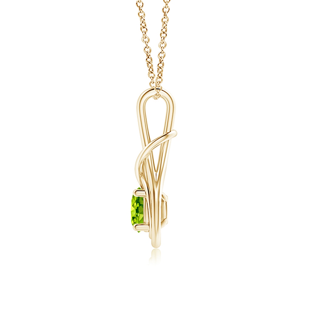 6mm AAA Round Peridot Solitaire Infinity Knot Pendant in Yellow Gold Side 199