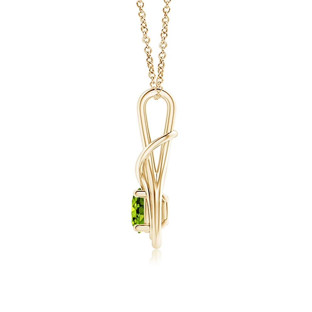 6mm AAAA Round Peridot Solitaire Infinity Knot Pendant in Yellow Gold Side 199