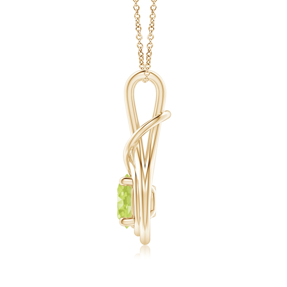 7mm A Round Peridot Solitaire Infinity Knot Pendant in 18K Yellow Gold side 199