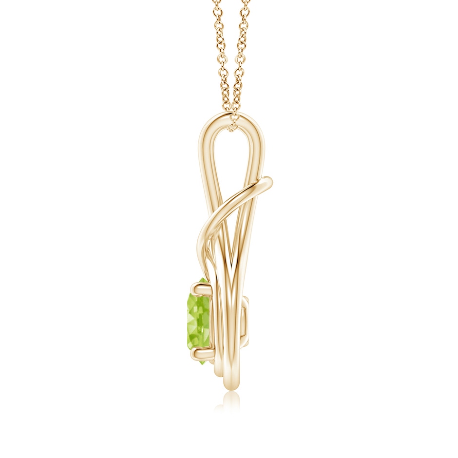 7mm AA Round Peridot Solitaire Infinity Knot Pendant in Yellow Gold side 199