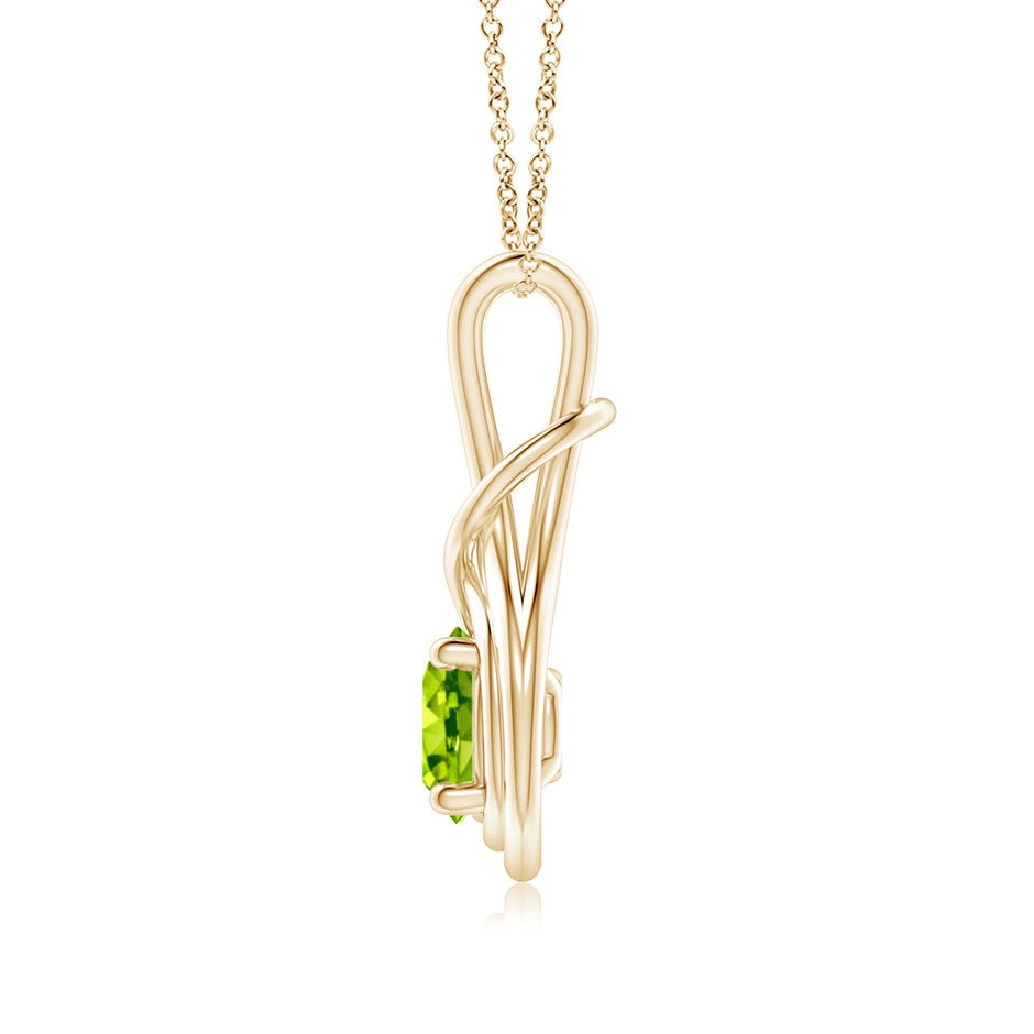 7mm AAA Round Peridot Solitaire Infinity Knot Pendant in 18K Yellow Gold side 199
