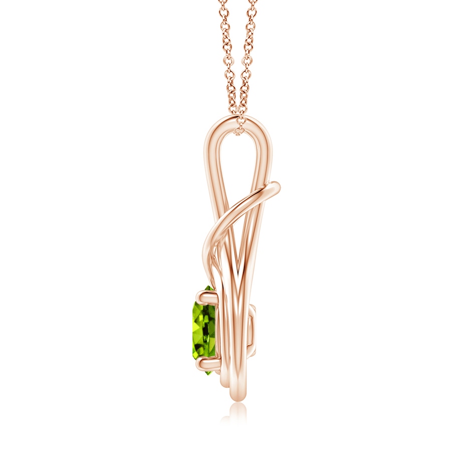 7mm AAAA Round Peridot Solitaire Infinity Knot Pendant in 18K Rose Gold side 199